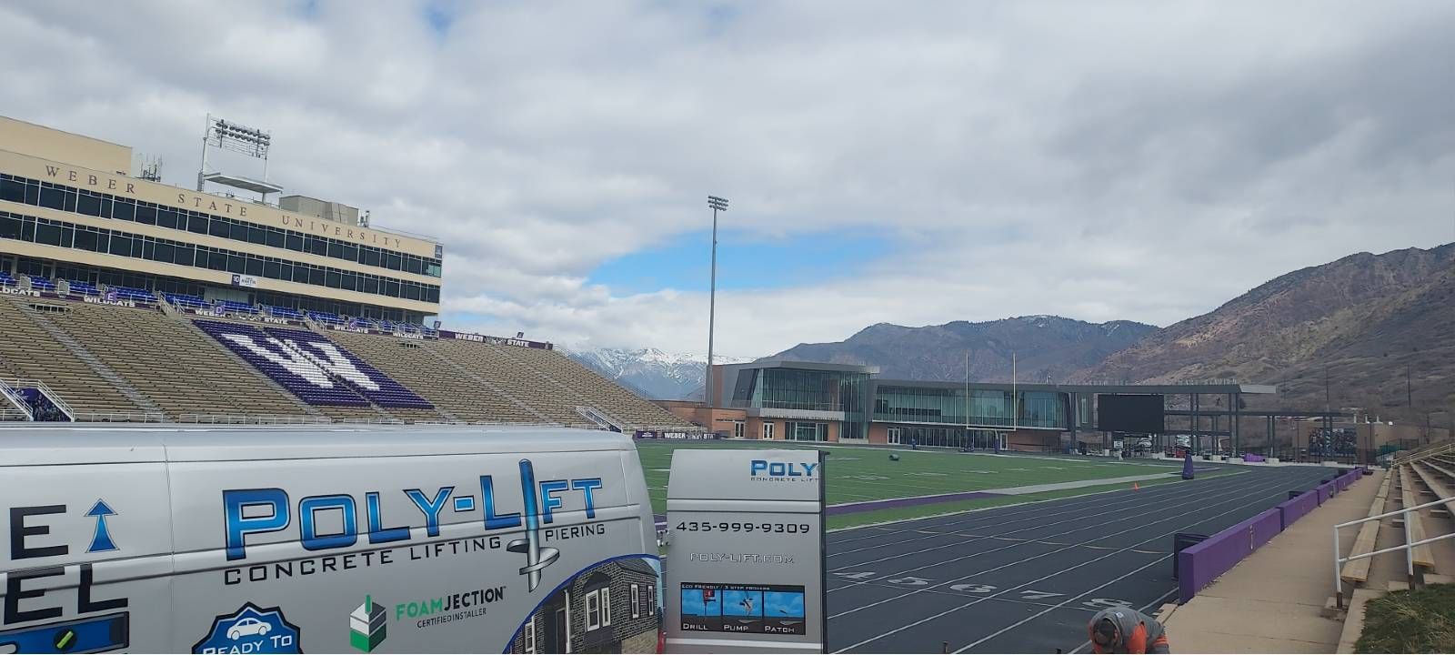 Concrete lifting on the Weber State University track